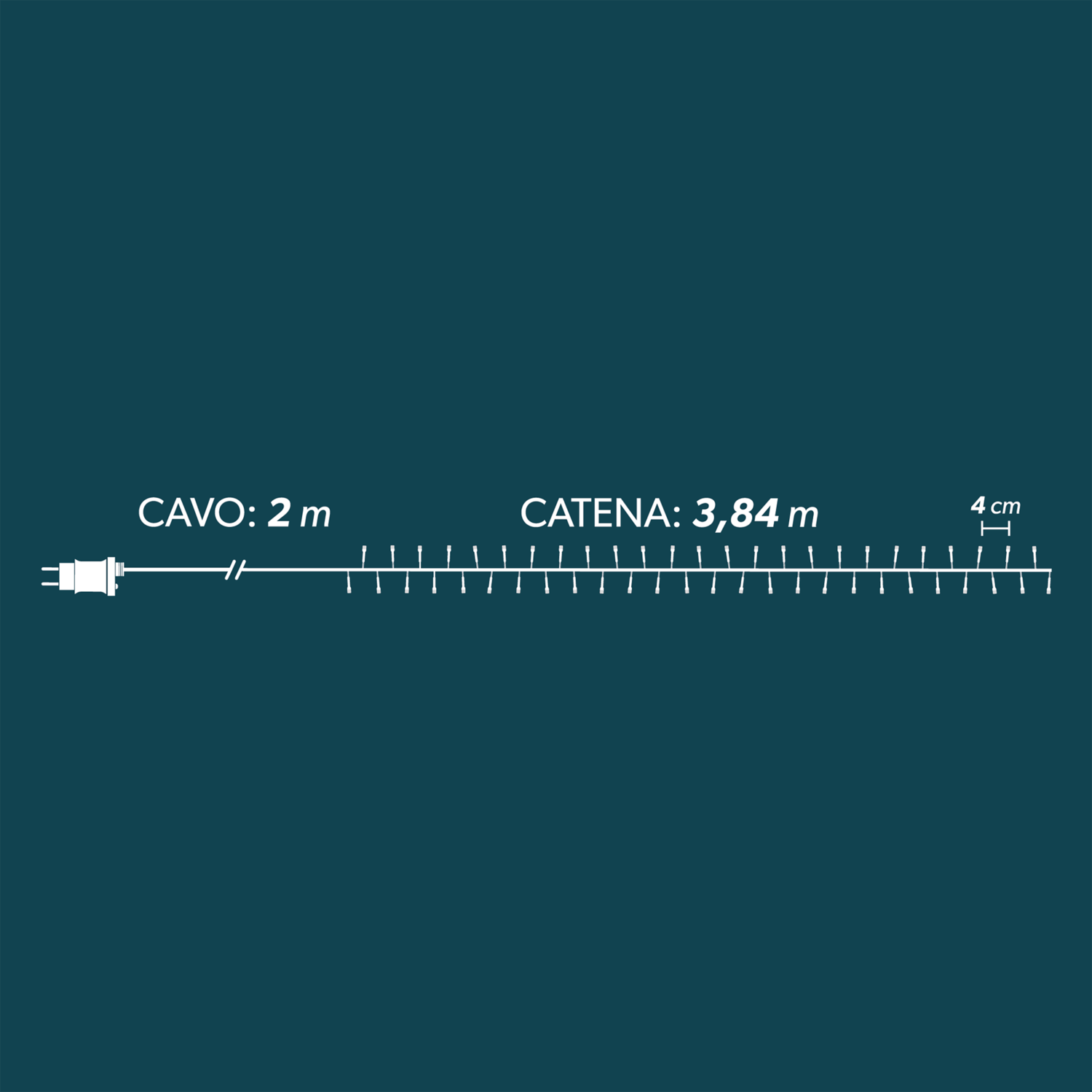 DICTROLUX - Catena Luminosa 96 Led Multicolor - 3,84 metri